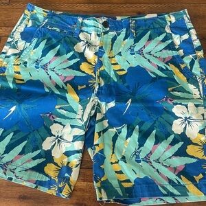 Arizona Jeans men’s floral tropical Hawaiian chino flat front shorts size 36